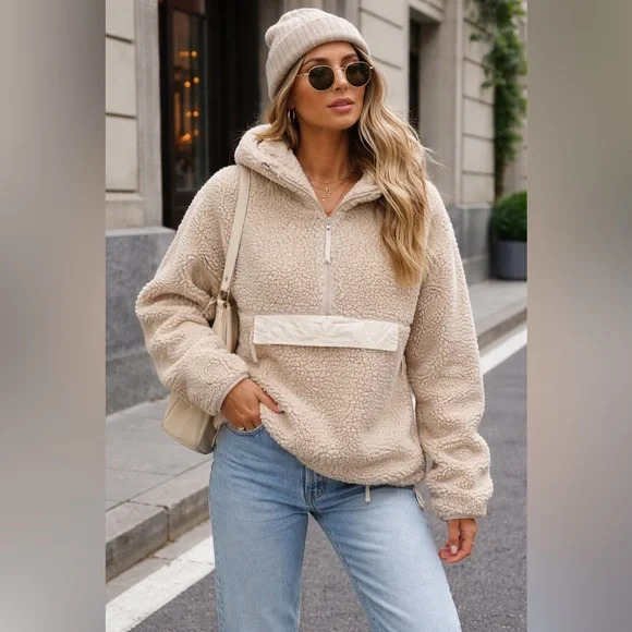 Urban Heritage Beige Sherpa Jacket – Size Small (Oversized Fit) - Picture 1 of 9